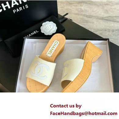 Chanel Fabric  &  Patent Calfskin Mules G45555 White 2024